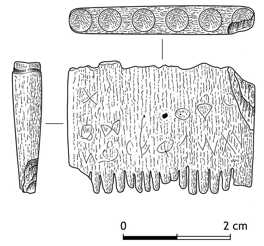 Umzeichnung des in Lachisch gefundenen Kammes mit der Inschrift gegen Läuse